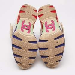 Chanel Multicolor Leather and Mesh CC High Top Sneakers Size 44