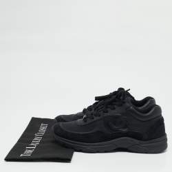 Chanel Black Suede and Nylon CC Low Top Sneakers Size 39
