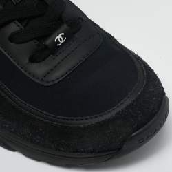 Chanel Black Suede and Nylon CC Low Top Sneakers Size 39