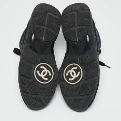 Chanel Black Suede and Nylon CC Low Top Sneakers Size 39