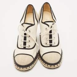 Pre Owned Chanel Multicolor Canvas CC Wedge Sneakers Size 39.5