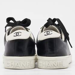 Chanel Black Leather Weekender Low Top Sneakers Size 36.5