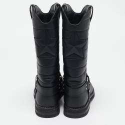 Chanel Black Leather Star Harness CC Mid Calf Boots Size 39