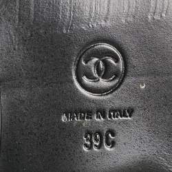 Chanel Black Leather CC Zipper Detail Moto Boots Size 39 
