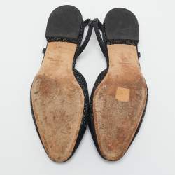 Chanel White/Black Tweed and Canvas CC Toe Slingback Sandals Size 38.5