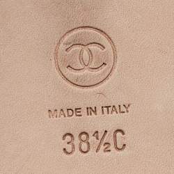 Pre Owned Chanel Red Leather CC Chain Detail Ankle Strap Sandals Size 38.5