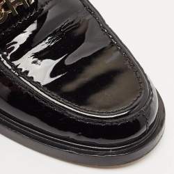 مملوكة مسبقًا Chanel Black Patent Leather CC Slip On Loafers Size 38
