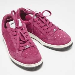 Chanel Fuchsia Suede Skateboard Sneakers Size 40