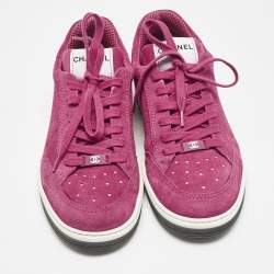 Chanel Fuchsia Suede Skateboard Sneakers Size 40
