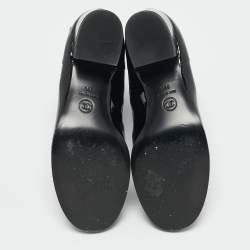 Chanel Black Patent Leather CC Chain Detail Ankle Boots Size 39