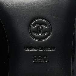 Chanel Black Patent Leather CC Chain Detail Ankle Boots Size 39