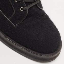 Chanel Black Wool CC Combat Boots Size 37