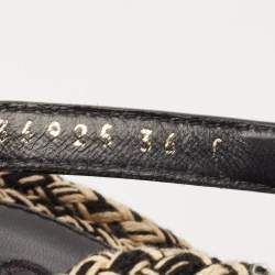 Chanel Beige/Black Quilted Leather and Rope CC Dad Sandals Size 36