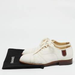 Chanel White Canvas Lace Up Oxfords Size 40