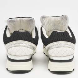 مملوكة مسبقًا Chanel Black/White Leather and Mesh CC Interlocking Logo Low Top Sneakers Size 37.5