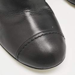 Chanel Black Leather CC Knee Length Boots Size 39.5