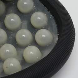 مملوكة مسبقًا Chanel Black/White Rubber CC Camellia Flat Slide Sandals Size 38