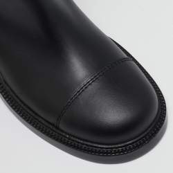 Chanel Black Calf Leather Knee Length Boots Size 38.5