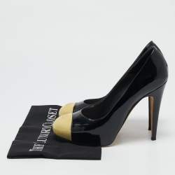 Chanel Black/Cream Patent CC Cap Toe Pumps Size 39