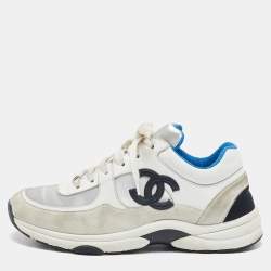 Pre Owned Chanel Multicolor Suede and Leather CC Low Top Sneakers Size 38.5