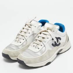 Pre Owned Chanel Multicolor Suede and Leather CC Low Top Sneakers Size 38.5