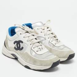 Pre Owned Chanel Multicolor Suede and Leather CC Low Top Sneakers Size 38.5