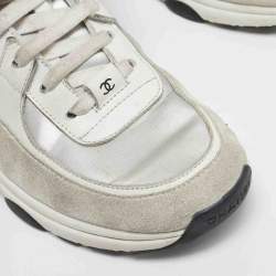 Pre Owned Chanel Multicolor Suede and Leather CC Low Top Sneakers Size 38.5