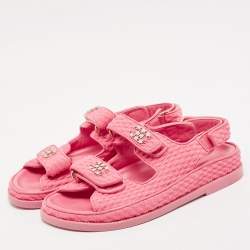 مملوكة مسبقًا Chanel Pink Fabric Dad Slingback Sandals Size 36