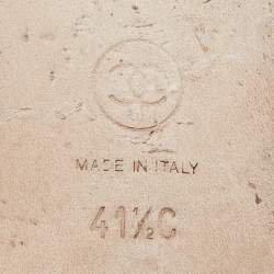 مملوكة مسبقًا Chanel Beige/Black Leather CC Bow Cap Toe Ballet Flats Size 41.5