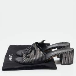 Chanel Gold/Black Suede  CC Logo Slide Sandals Size 39.5