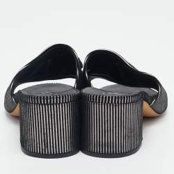 Chanel Gold/Black Suede  CC Logo Slide Sandals Size 39.5