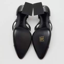 Chanel Black Patent Leather Mary Jane Buckle D'orsay Pumps Size 39
