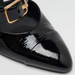 Chanel Black Patent Leather Mary Jane Buckle D'orsay Pumps Size 39
