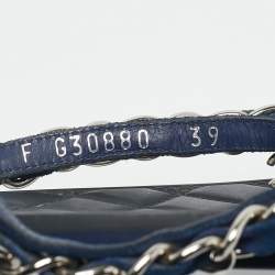 Pre Owned Chanel Navy Blue Suede Chain Link Thong Flats Size 39