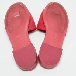 Chanel Pink Leather Flat Slide Sandals Size 40