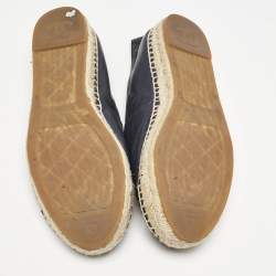 Chanel Black/Navy Blue Leather CC Cap Toe Espadrille Flats Size 40