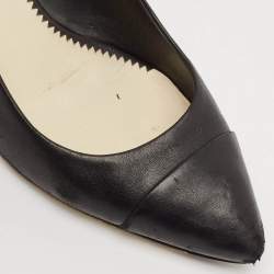 Chanel Black Leather Cap Toe Pumps Size 38.5