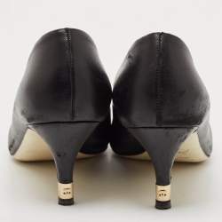 Chanel Black Leather Cap Toe Pumps Size 38.5