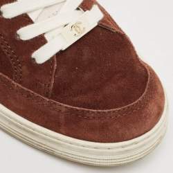 Chanel Brown Suede CC Low Top Sneakers Size 38.5