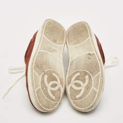 Chanel Brown Suede CC Low Top Sneakers Size 38.5