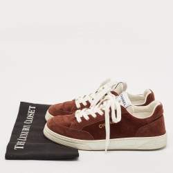 Chanel Brown Suede CC Low Top Sneakers Size 38.5