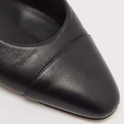 Pre Owned Chanel Black Leather CC Cap Toe Slingback Pumps Size 40.5