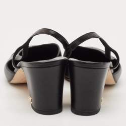 Pre Owned Chanel Black Leather CC Cap Toe Slingback Pumps Size 40.5