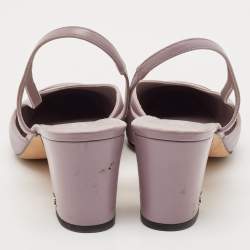 Pre Owned Chanel Purple/Burgundy Leather CC Cap Toe Slingback Pumps Size 41