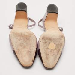 Pre Owned Chanel Purple/Burgundy Leather CC Cap Toe Slingback Pumps Size 41