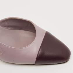 Pre Owned Chanel Purple/Burgundy Leather CC Cap Toe Slingback Pumps Size 41