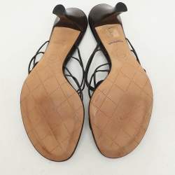 Chanel Dark Brown Leather Strappy Sandals Size 37