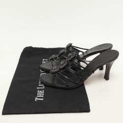 Chanel Dark Brown Leather Strappy Sandals Size 37