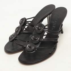 Chanel Dark Brown Leather Strappy Sandals Size 37