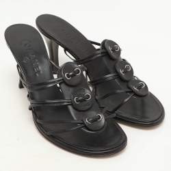 Chanel Dark Brown Leather Strappy Sandals Size 37
